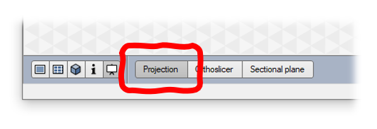 Projection button labeled Projection highlighted with red circle
