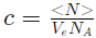 Three equations: c = <N>/(V_e N_A); <N> = 1/G(0); V_e = π^{3/2} w_r^2 w_z = π^{3/2} S w_r^3