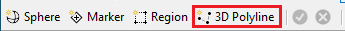 Toolbar showing labels 'Sphere', 'Marker', 'Region' and '3D Polyline', with '3D Polyline' highlighted in red