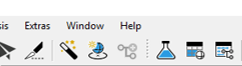 Toolbar showing icons with menu labels Extras, Window, Help