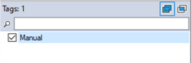 Tags: 1 panel showing checked Manual checkbox and a search field
