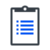 Clipboard icon showing blue bulleted list lines