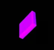 Magenta rotated rectangular prism on black background