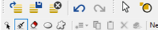 Toolbar row with save, copy, undo, pointer, and drawing tool icons on gray background