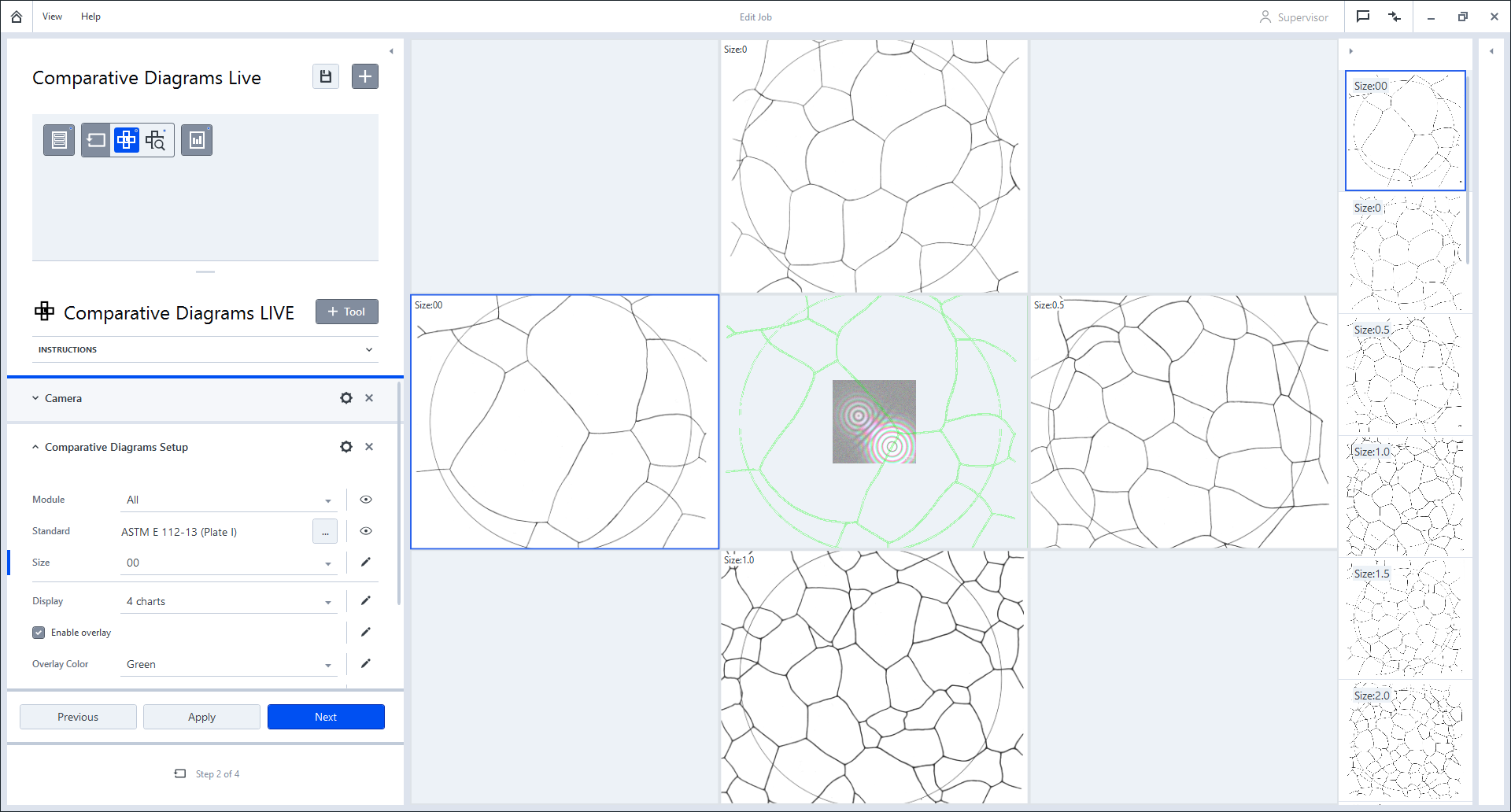Software window titled Comparative Diagrams Live showing multiple circular chart images in a 3x3 grid and left setup panel