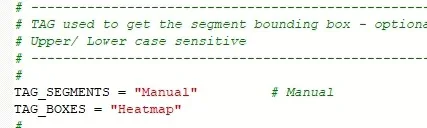 Code lines with TAG_SEGMENTS = "Manual" and TAG_BOXES = "Heatmap"
