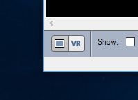Panel corner with square icon, button labeled VR, and 'Show:' label with empty checkbox