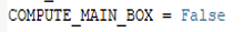 Code screenshot showing COMPUTE_MAIN_BOX = False