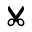 Black scissors icon on white background