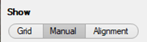 Show panel with three buttons labeled Grid, Manual (selected), and Alignment