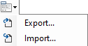 Small menu showing Export... and Import... options