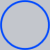 Light gray circle with thin blue outline on white background