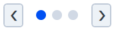 Pagination control with blue left/right chevrons and three circular indicators, two filled blue and one gray
