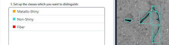 Zoomed image region with cyan outlined detections and small square markers on gray background