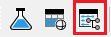 Three small toolbar icons, rightmost icon (monitor with blue dot) outlined in red