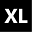 Black square icon with white XL text centered