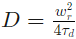 Four formulas showing D = w_r^2/(4 τ_d); c = <N>/(V_e N_A); <N>=1/G(0); V_e=π^{3/2} w_r^2 w_z = π^{3/2} S w_r^3
