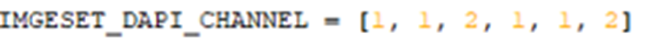 Code line showing IMGSET_DAPI_CHANNEL = [1, 1, 2, 1, 1, 2]