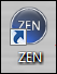 Desktop shortcut showing round blue ZEN logo and label ZEN