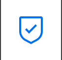 Blue shield with checkmark on dark gray square background