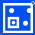 Blue icon showing a white square with three small inner squares and corner markers