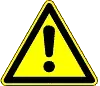 Yellow triangular warning sign with black exclamation mark