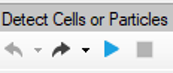 Toolbar titled 'Detect Cells or Particles' showing arrows, dropdown, blue play and gray stop square
