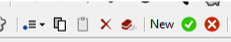 Small toolbar showing document and editing icons with green check and red X buttons